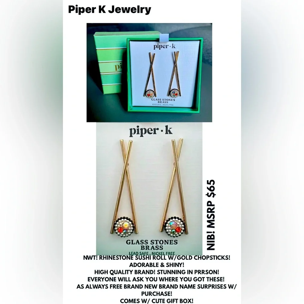 NIB! PIPER K STUD DROP SUSHI EARRINGS! HOW FRIGGIN CUTE ARE THESE?!!! 5 ⭐️’S - Picture 5 of 7